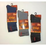 Çizgi Triko Erkek Siyah Gri Lacivert Termal Çorabı 3'Lü