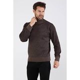 Çizgi Triko Erkek Tam Balıkçı Yaka Triko Kazak 4604E Kahverengi - 2XL