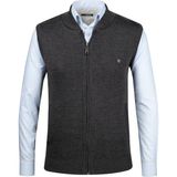 Çizgi Triko Erkek Triko Yelek Fermuarlı Cepli Çelik Örgü Triko Klasik Kalıp - 4241J - 2XL - Antrasit