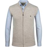 Çizgi Triko Erkek Triko Yelek Fermuarlı Cepli Çelik Örgü Triko Klasik Kalıp - 4241J - 2XL - Taş