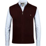 Çizgi Triko Erkek Triko Yelek Fermuarlı Cepli Çelik Örgü Triko Klasik Kalıp - 4241J - XL - Bordo