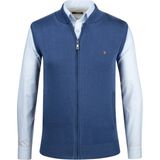 Çizgi Triko Erkek Triko Yelek Fermuarlı Cepli Çelik Örgü Triko Klasik Kalıp - 4241J - XL - Mavi