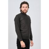 Çizgi Triko Erkek Yarım Balıkçı Çizgi Desenli Kazak 42564234 Koyu Gri - 2XL