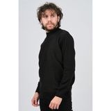 Çizgi Triko Erkek Yarım Balıkçı Çizgi Desenli Kazak 42564234 Siyah - XL