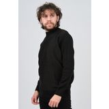 Çizgi Triko Erkek Yarım Balıkçı Çizgi Desenli Kazak 42564234 Siyah