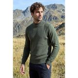 Çizgi Triko Erkek Yarım Balıkçı Haki Kazak Pamuklu Triko Pirinç Desenli Çelik Örgü Klasik Kalıp - 5410B - XL
