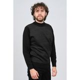 Çizgi Triko Erkek Yarım Balıkçı Yaka Desenli Kazak 42564225 Siyah - 2XL