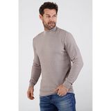 Çizgi Triko Erkek Yarım Balıkçı Yaka Pamuklu Triko Kazak 4653B Bej - 2XL