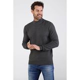 Çizgi Triko Erkek Yarım Balıkçı Yaka Pamuklu Triko Kazak 4653B Gri - XL