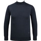 Çizgi Triko Erkek Yarım Balıkçı Yaka Triko Kazak Desenli Çelik Örgü Klasik Kalıp - 5002B - Lacivert - 2XL