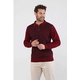 Çizgi Triko Polo Yaka Çelik Örgü Triko Kazak, M, 8042520234605F, Bordo, Erkek