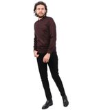 Çizgi Triko Polo Yaka Desenli Kazak, M, 80425202144216, BORDO, Erkek