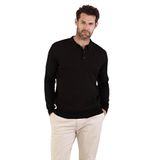 Çizgi Triko Polo Yaka Pamuklu Triko Kazak, M, 8042520234661F, Siyah, Erkek