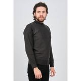 Çizgi Triko Yarım Balıkçı Çizgi Desenli Kazak, 2XL, 80425202164234, KOYU GRİ, Erkek