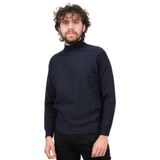 Çizgi Triko Yarım Balıkçı Yaka Desenli Kazak, L, 80425202164229, AÇIK LACİVERT, Erkek