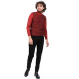 Çizgi Triko Yarım Balıkçı Yaka Desenli Kazak, XL, 80425202164229, BORDO, Erkek