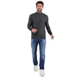 Çizgi Triko Yarım Balıkçı Yaka Pamuklu Triko Kazak, 2XL, 8042520234653B, Gri, Erkek