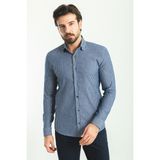 Çizgili Açık Lacivert Slim Fit Erkek Gömlek
