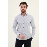 Çizgili Beyaz Slim Fit Pamuk Erkek Gömlek