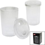 Çizgili - Cam Bardak Kapaklı - Pipetli - Origami Sitilkahve - Sunum - Meşrubat (4887) - Renkli - 0 - 499 ml