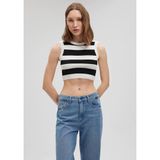 Çizgili Crop Triko Top Fitted/Vücuda Oturan Kesim 1710098-85407 Siyah-85407 S
