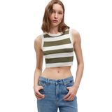 Çizgili Crop Triko Top Fitted/Vücuda Oturan Kesim 1710098-87120 Yeşil-87120 XS