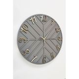 Çizgili Dekoratif Duvar Saati Antrasit ve Altın 50x50cm Sessiz Mekanizma