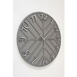 Çizgili Dekoratif Duvar Saati Antrasit ve Gümüş 50x50cm Sessiz Mekanizma