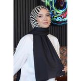 Çizgili Desen Siyah - Beyaz Soft Pamuk Şal