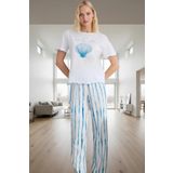 Çizgili Desenli Viskoz Pijama Takımı Nefes Alan Rahatlık Modern Stil Rahat Kullanım Özel Tasarım