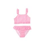 Çizgili fırfırlı kız çocuk bikini takım ÇİZGİLİ 5-6 Yaş