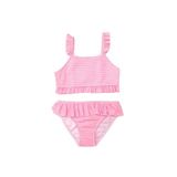Çizgili fırfırlı kız çocuk bikini takım ÇİZGİLİ 6-7 Yaş