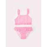 Çizgili fırfırlı kız çocuk bikini takım