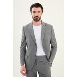 Çizgili Gri Slim Fit Geniş Yaka Erkek Ceket - 54