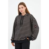 Çizgili Kapüşonlu Sweatshirt (UNX-00242-WN) KAHVERENGİ 3XL