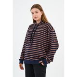Çizgili Kapüşonlu Sweatshirt (UNX-00242-WN) LACİVERT XXL