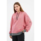 Çizgili Kapüşonlu Sweatshirt (UNX-00242-WN) PEMBE M