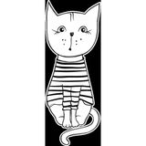 Çizgili Kazaklı Kedi Duvar Stickerı