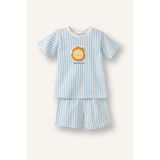 Çizgili Kısa Kollu Üst Şort Alt 2'li Pijama Takımı Erkek Bebek