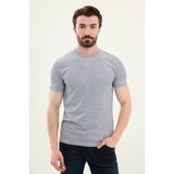 Çizgili Lacivert Slim Fit Bisiklet Yaka Erkek T-Shirt