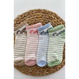 Çizgili Love Yazılı 4 Çift Patik Çorap Vakre - 9328 - 36 - 40 - Çok Renkli