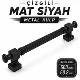 Çizgili Mat Siyah 608 Mm 60.8 Cm Metal Modern Kulp Mobilya Dolap Çekmece Mutfak Kapak Kulpu Kulbu