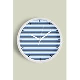 Çizgili Modern Tasarım Duvar Saati - 35cm - Önü Camlı Beyaz Kasa - Sessiz Mekanizma, JH0297S35BKP