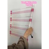 Çizgili Müfredat Klavuz Tahtası 56X100 Cm, Doldurulabilir ve Silgili Kalem Hediye - Altın - Seçenek 1