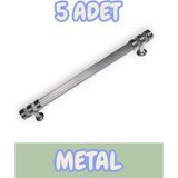 Çizgili Nesli Alüminyum Metal Lüks Modern Mobilya Çekmece Mutfak Dolabı Kulpu Krom (5 Adet) - 192mm