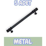 Çizgili Nesli Alüminyum Metal Lüks Modern Mobilya Çekmece Mutfak Dolabı Kulpu Siyah (5 Adet) - 128mm