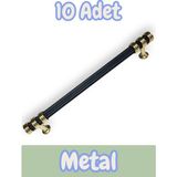 Çizgili Nesli Alüminyum Metal Lüks Modern Mobilya Çekmece Mutfak Dolabı Kulpu Siyah-Altın 224MM (10 Adet) - Siyah - Gold
