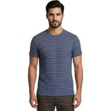 Çizgili O Yaka Trender Erkek T-Shirt Ottoban Mavi
