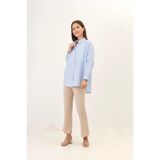 Çizgili Oversize Gömlek-lacivert