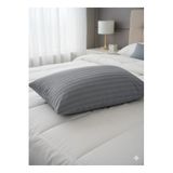 Çizgili Pamuk Saten Gizli Fermuarlı Yastık Kılıfı 2 Adet Orta Boy 40X60 Cm, Gri